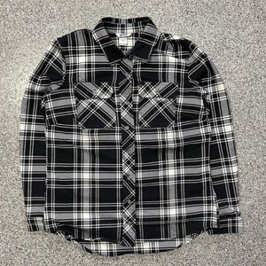 Duluth Folklore Flannel Shirt Womens S Black Plaid Long Sleeve